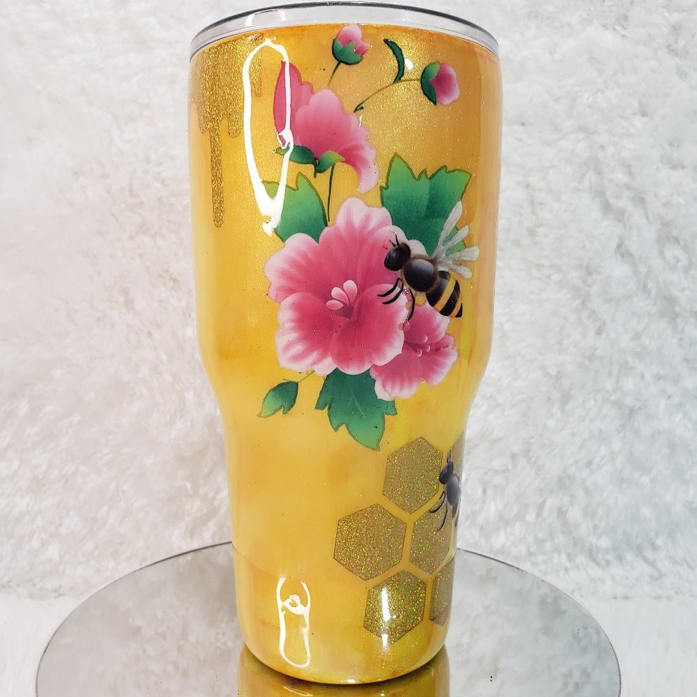 Honey Bees and Flowers - 30 oz Tumbler